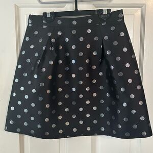J. Crew Factory Black and Silver Polka Dot Skirt